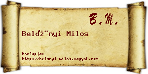 Belányi Milos névjegykártya